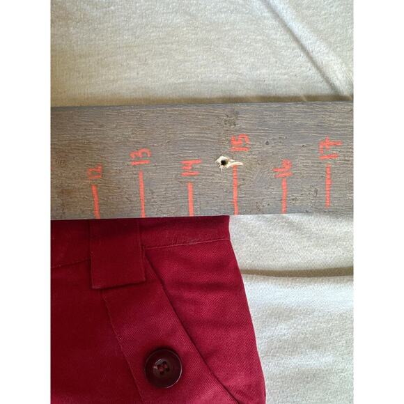 YH HOMME Red Pants 30x30 Button & Plaid Detail Straight Fit Trousers - Picture 6 of 7